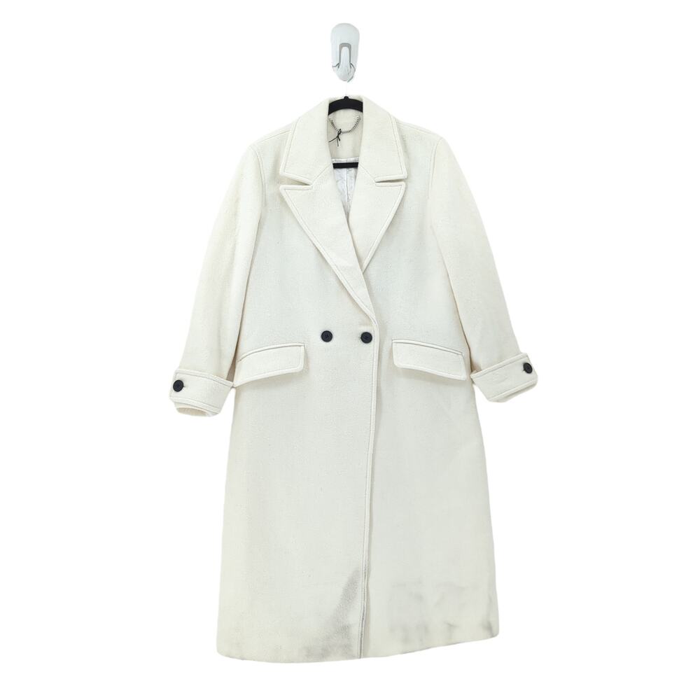 All Saints Women 6 Mabel Coat White Double Breasted Oversized Longline NEW FLAW